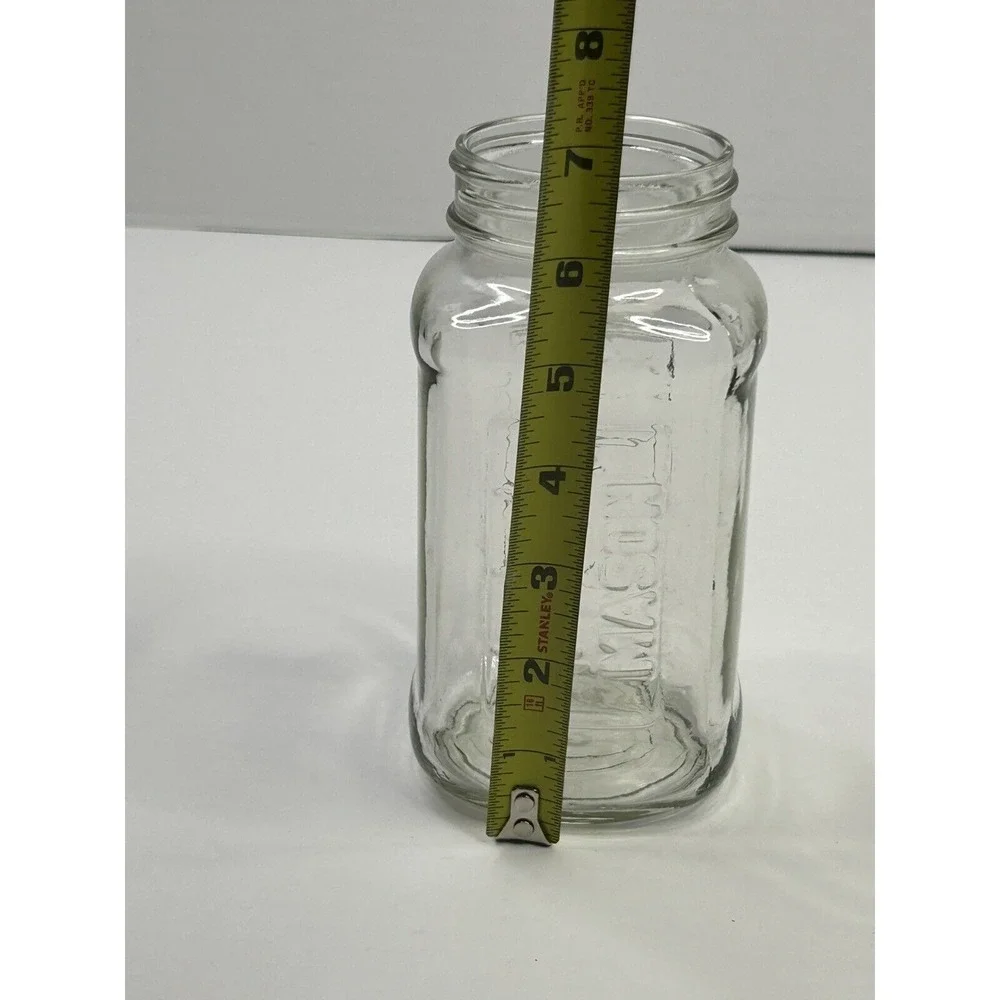 Vintage Embossed Tomatoes Design Square Clear Glass Mason Jar